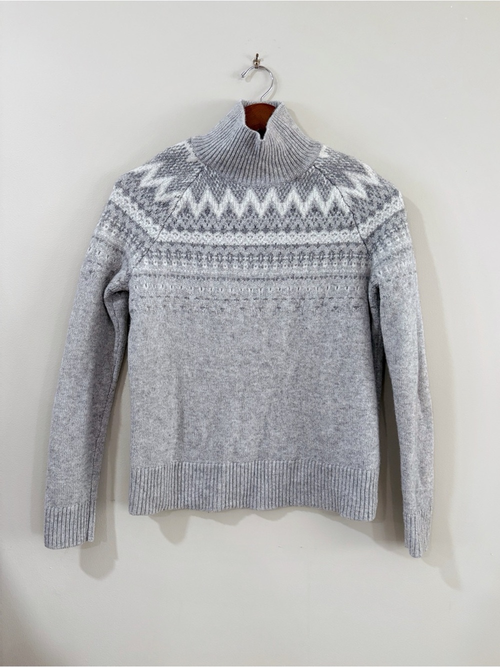 Vineyard Vines Fair Isle Turtleneck Sweater Women's S Gray Wool Cashmere Preppy
